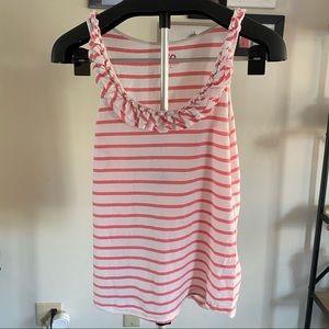 Striped Tank With Braided, Ruffle Detail / Size Medium